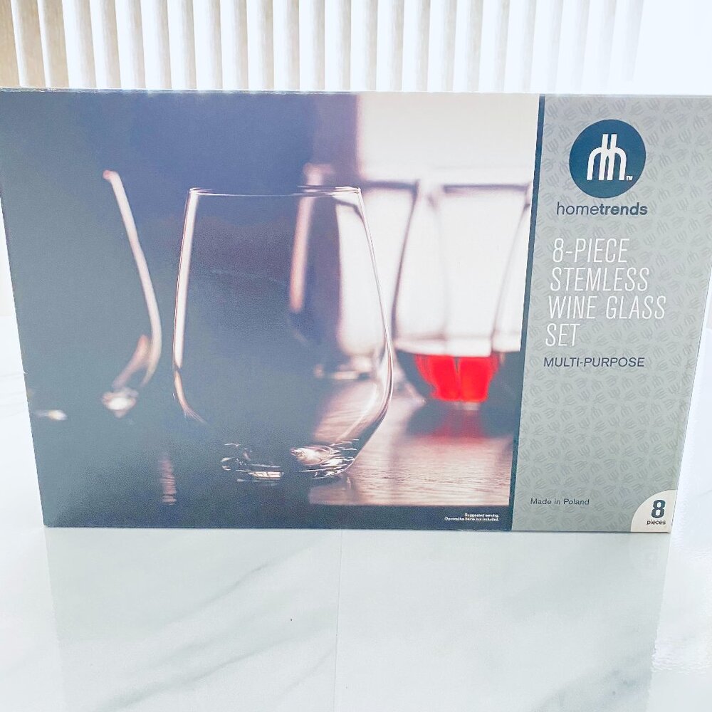 BNIB Hometrends 8-Piece Stemless Wine Glass Set Multi-Purpose